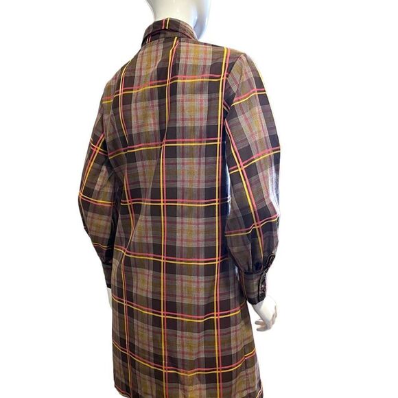 Vintage Plaid Button Down Mini Shirt Dress 1970s Medium - Picture 4 of 11